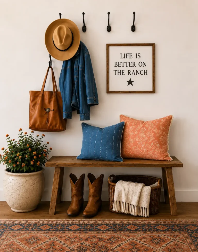 Cowgirl Coastal Entryway Bench Styling Guide