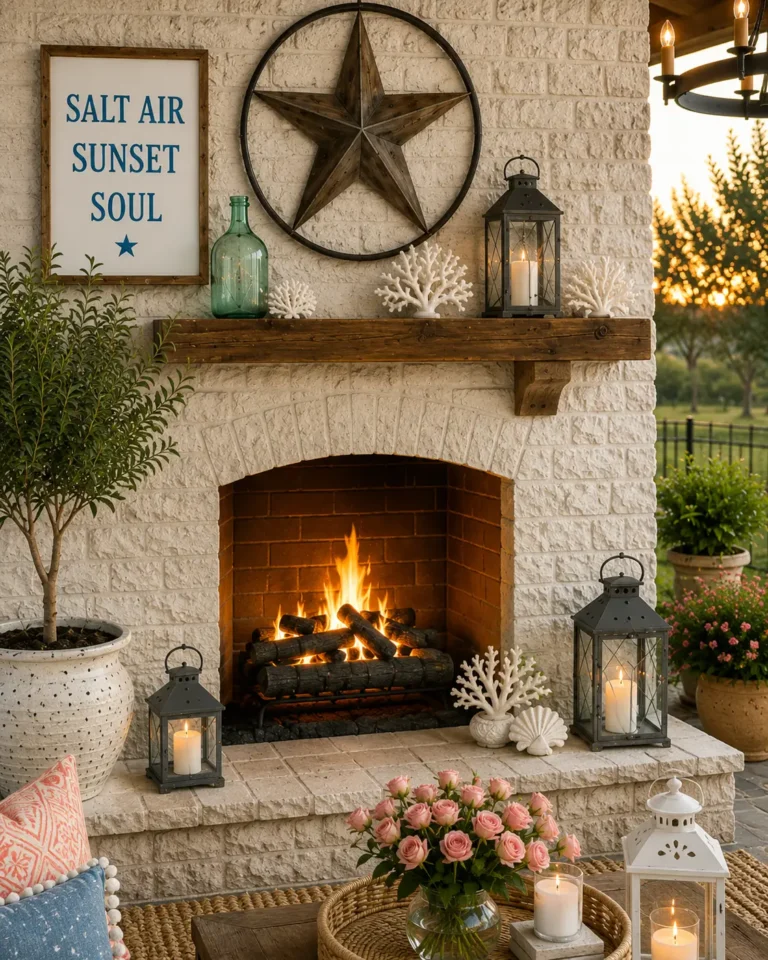 Cowgirl Coastal Outdoor Fireplace Styling Guide