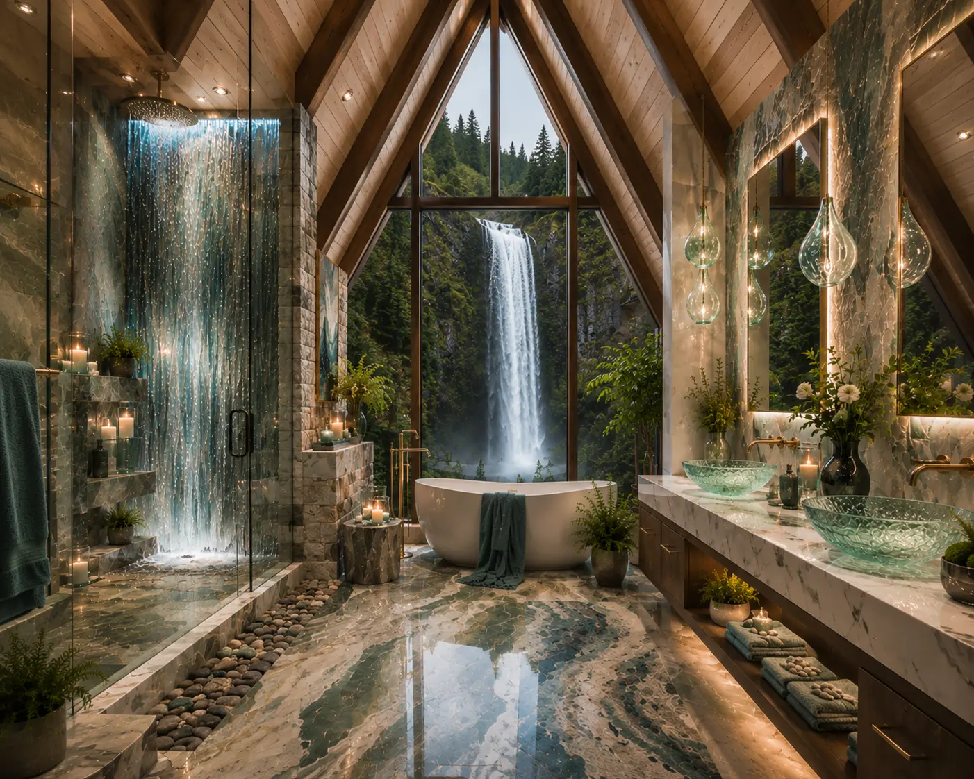 Oregon Waterfall Sanctuary Bathroom Decor