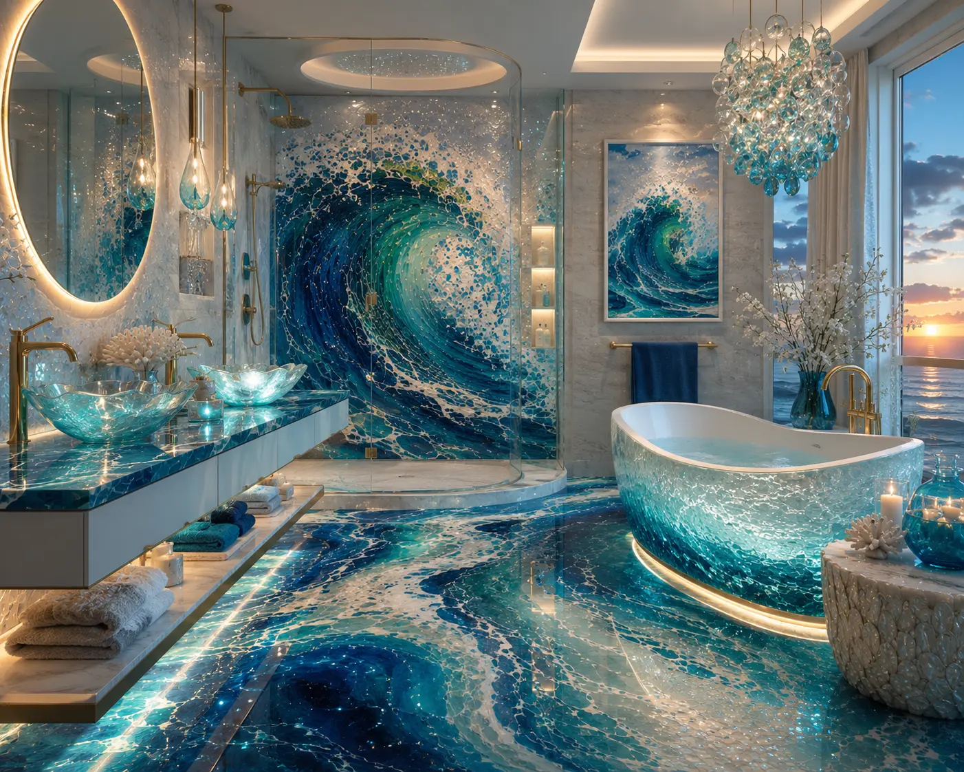Ocean Wave Bathroom Decor Shop the Look